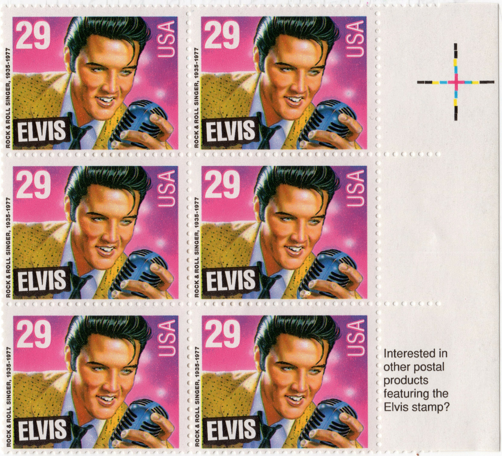 Scott #2721 Elvis Presley King of Rock & Roll Block of 6 Stamps - MNH
