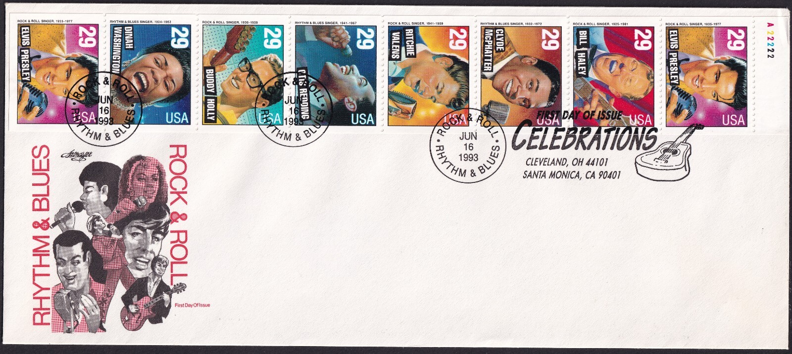 Scott #2737a Rock & Roll (06/13/1993) FDC Cleveland OH