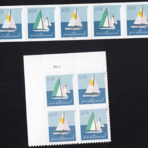 Scott #5748a-5750a Sailboats Postcard Plate Block of 4 Stamps & PNC5 - MNH