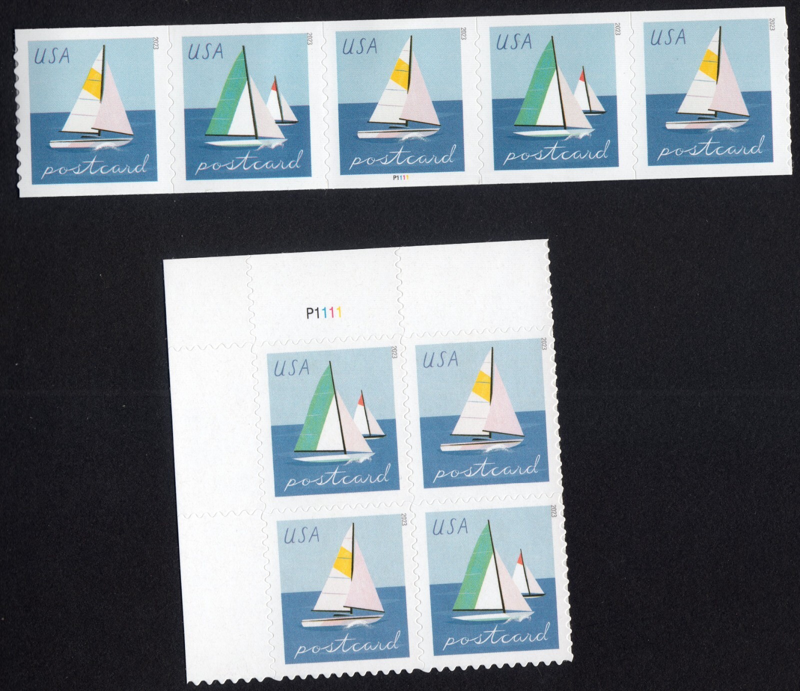 Scott #5748a-5750a Sailboats Postcard Plate Block of 4 Stamps & PNC5 - MNH