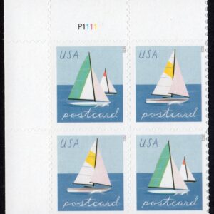 Scott #5748a (5747-48) Sailboats Postcard Plate Block of 4 Stamps - MNH