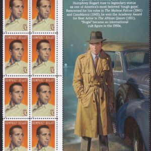 Scott #3152 Humphrey Bogart Title Block of 8 Stamps from Press Sheet - MNH