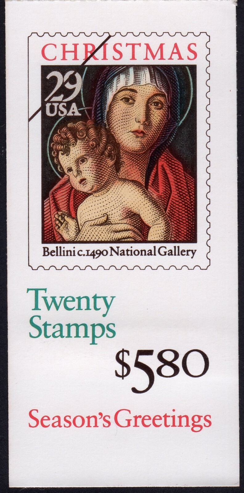 Scott #BK202A (2710a) Madonna (Christmas) Booklet Of 20 Stamps - MNH