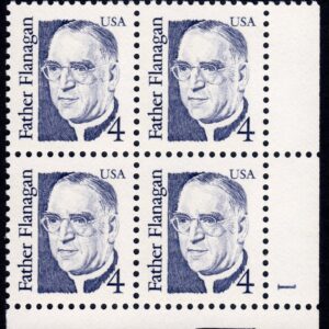 Scott #2171 Father Flannigan Plate Block of 4 Stamps - MNH P#1
