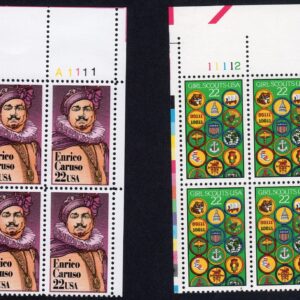Scott #2250-2251 Enrico Caruso & Girl Scouts Plate Block of 4 Stamps - MNH