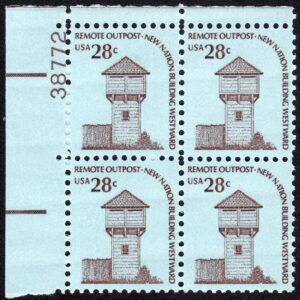 Scott #1604 Remote Outpost Fort Nisqually Plate Block of 4 Stamps MNH P#38772 UL