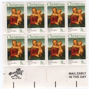 Scott #1507 Madonna (Raphael) Zip Block of 8 Stamps - MNH