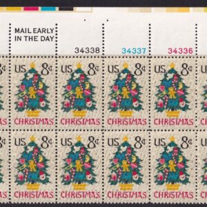 Scott #1508 Decorated Christmas Tree Plate Block of 20 Stamps - MNH