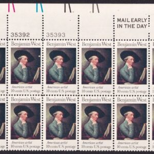Scott #1553 Benjamin West Painter Plate Block of 20 Stamps - MNH