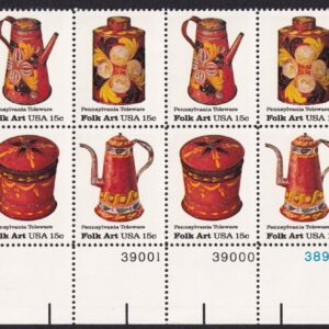 Scott #1778a Folk Art (Pennsylvania Toleware) Plate Block of 16 Stamps - MNH LR