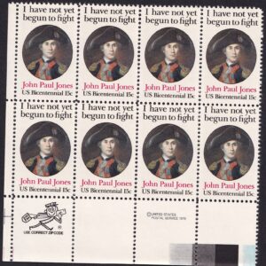 Scott #1789 John Paul Jones (UVA) Zip Block of 8 Stamps - MNH LL