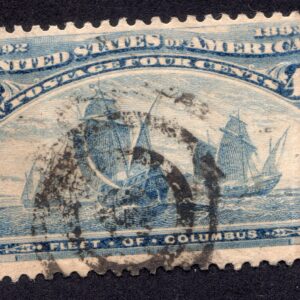 Scott #233 Fleet of Columbus Ultramarine Single Stamp - Used