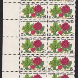 Scott #2014 Peace Garden Roses Plate Block of 20 Stamps - MNH P#2532-2 LL