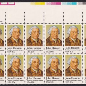 Scott #1941 John Hanson Plate Block of 20 Stamps - MNH