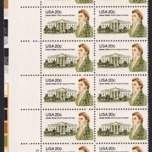 Scott #1936 JAMES HOBAN ARCHITECT (White House) Plate Block of 20 Stamps - MNH