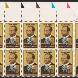 Scott #2044 20¢ Scott Joplin Black Heritage Plate Block of 20 Stamps MNH UL Diag
