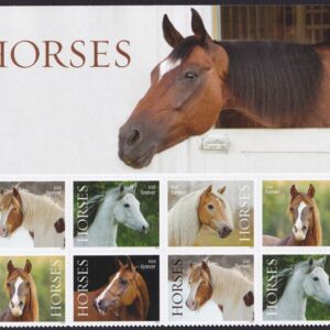 Scott #5895a (5891-95) Horses Title Block of 8 Forever Stamps - MNH UV