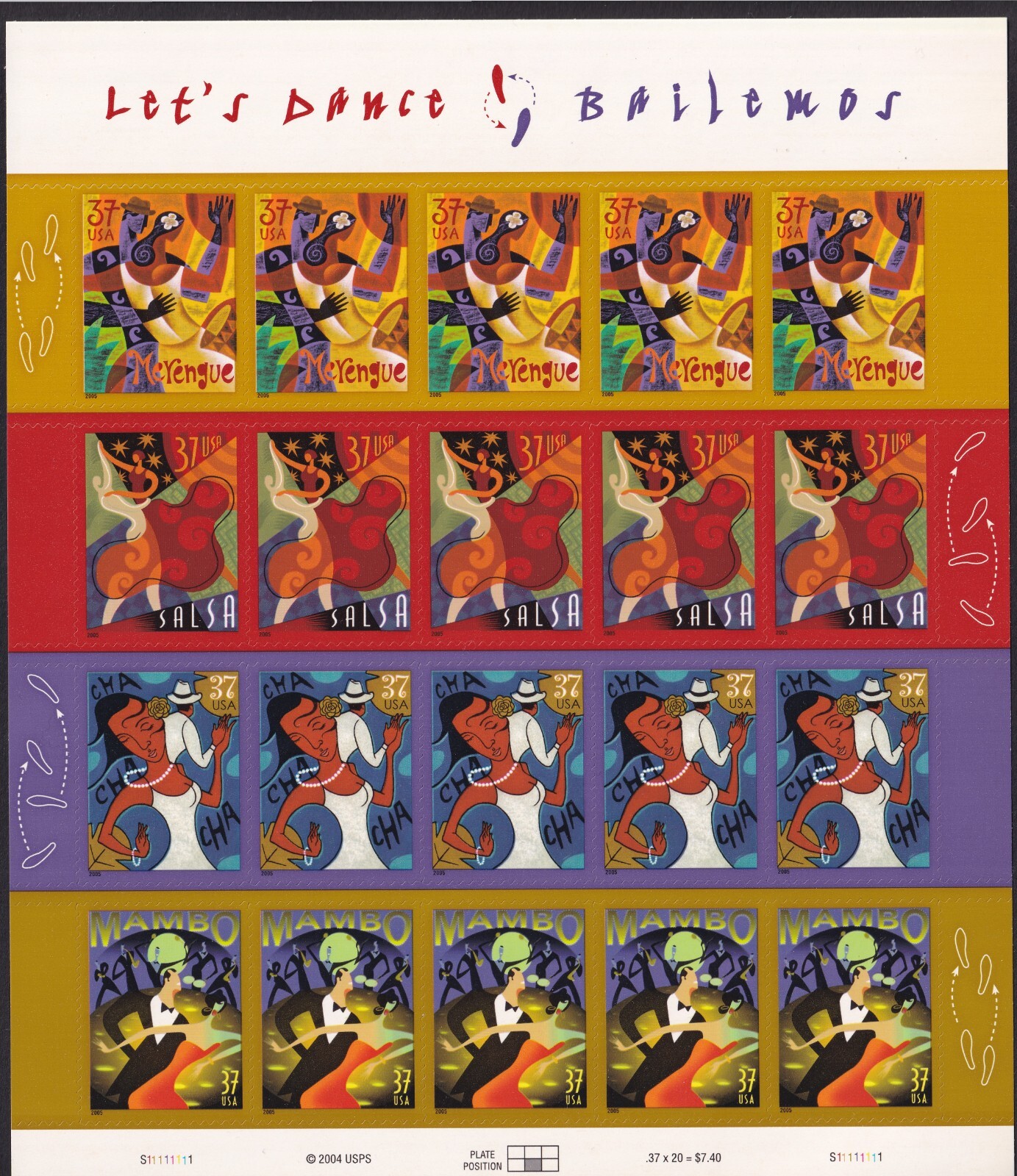 Scott #3942a (3939-42) Let's Dance Sheet of 20 Stamps - MNH