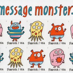 Scott #5636-5639a MESSAGE MONSTERS Plate Block Half Sheet Of 10 stamps - MNH Top