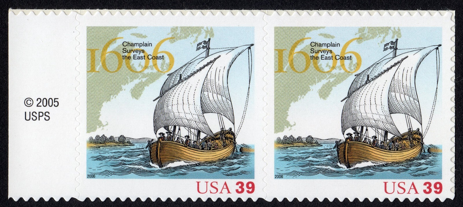Scott #4073 Samuel de Champlain (French Explorer) Pair of Stamps - MNH