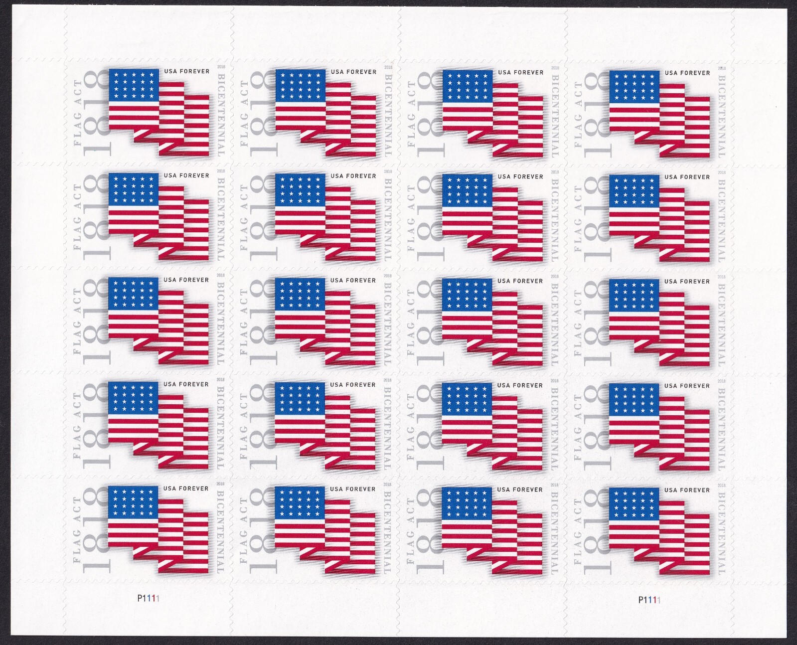 Scott #5284 Flag Act Sheet of 20 Forever Stamps - MNH