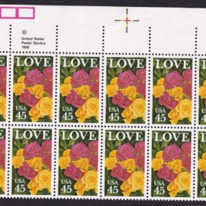 Scott #2379 Love Flowers Plate Block of 20 Stamps - MNH PC#7