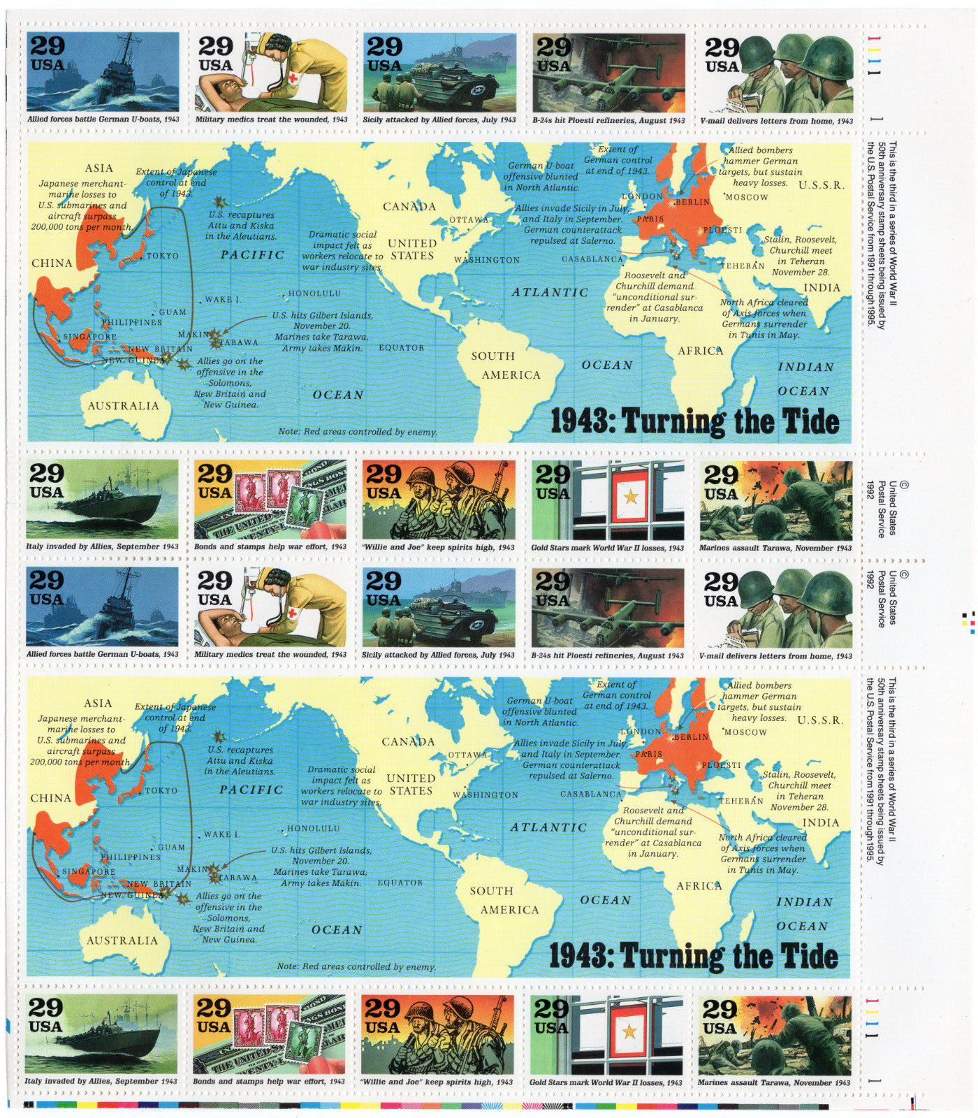 Scott #2765 WW2 1943: Turning the Tide Sheet of 20 Stamps - MNH