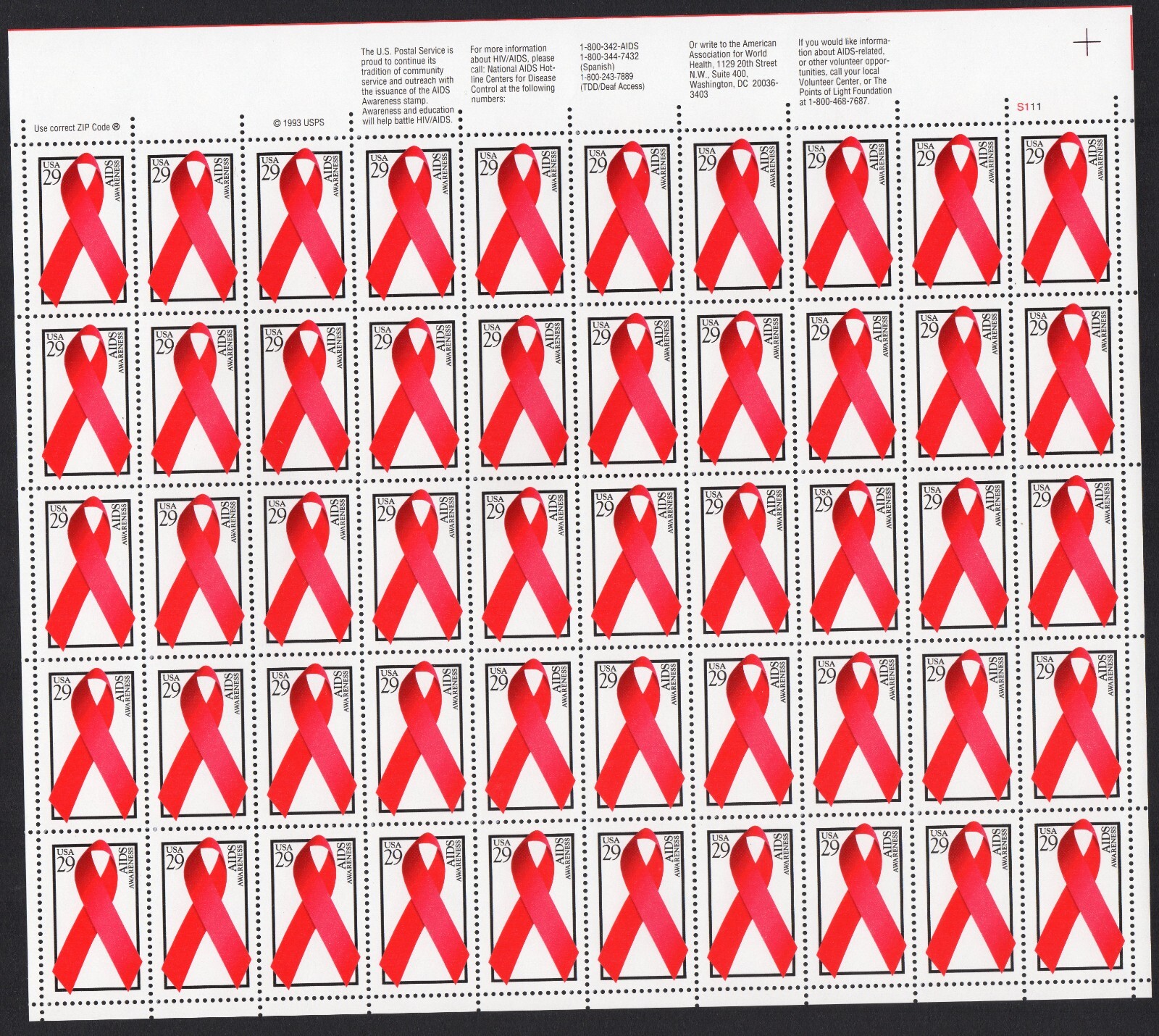 Scott #2806 AIDS (HIV) Sheet of 50 Stamps - MNH