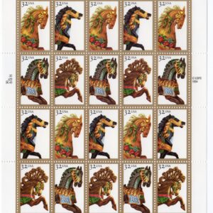 Scott #2979a (2976-79) Carousel Horses Full Sheet of 20 Stamps - MNH
