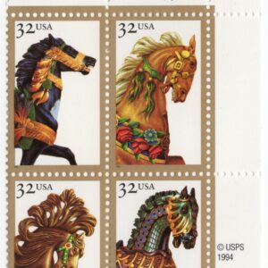 Scott #2979a (2976-79) Carousel Horses Plate Block of 4Stamps - MNH UR P#33333