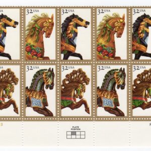 Scott #2979a (2976-79) Carousel Horses Plate Block of 10 Stamps - MNH Bottom