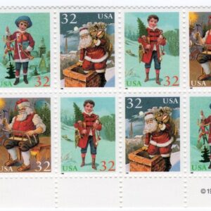 Scott #3004-3007a Santa & Boy Plate Block Of 16 Stamps - MNH LL