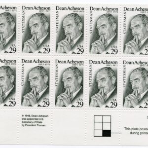 Scott #2755 29¢ Dean Acheson Plate Block of 10 Stamps - MNH LR