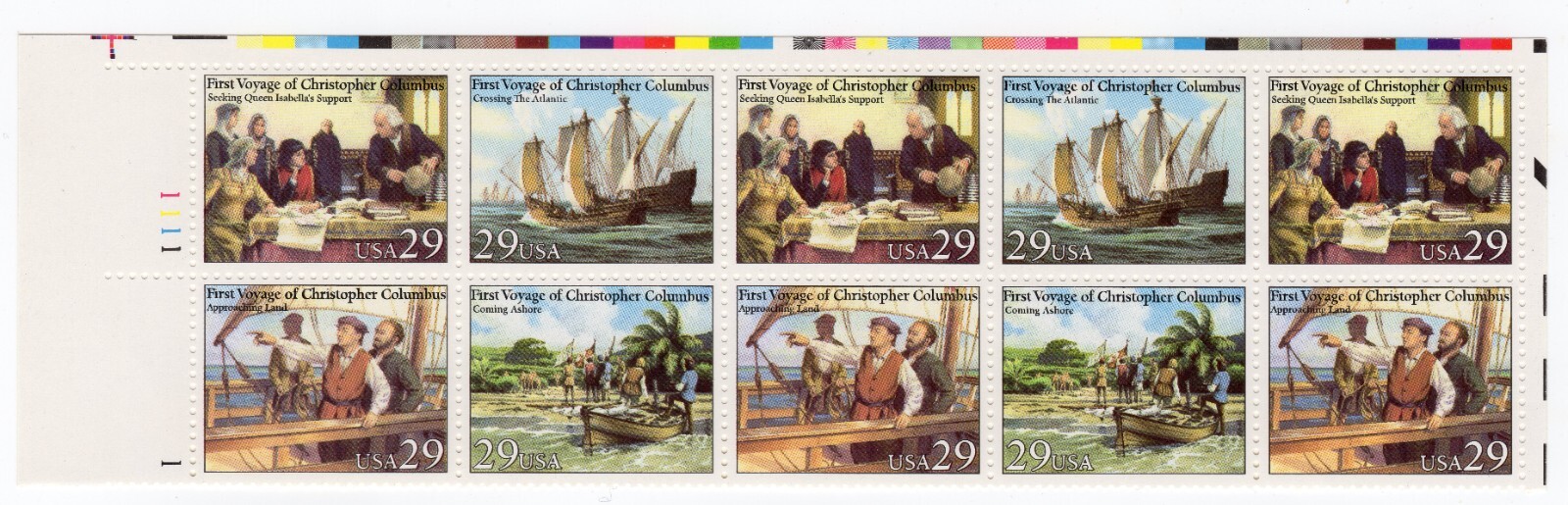 Scott #2623a Columbus Voyages Plate Block of 10 Stamps - MNH P#111-1 UL