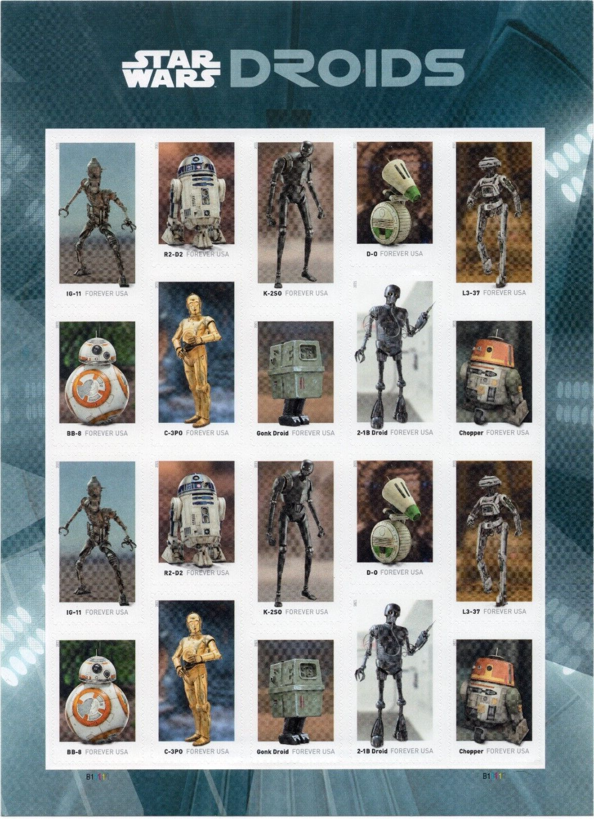 Scott #5582a (5573-82) - Star Wars Droids - Sheet Of 20 Forever Stamps - MNH
