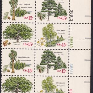 Scott #1767a (1764-67) 1978 Arboretum 15¢ Plate Block of 16 Stamps - MNH LR