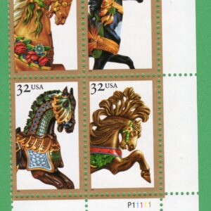 Scott #2979a (2976-2979) Carousel Horses Plate Block of 4 Stamps - MNH LR