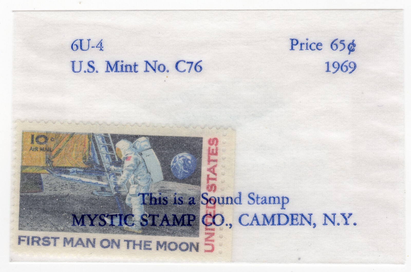 Scott #c76 First Man on the Moon Airmail Single Stamp - Mystic