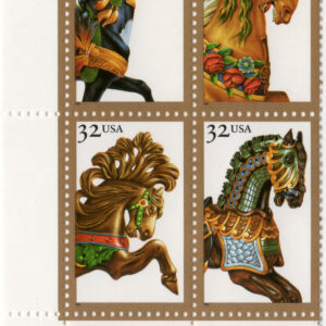 Scott #2979a (2976-2979) Carousel Horses Plate Block of 4 Stamps - MNH LL