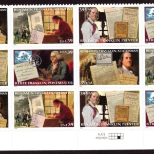 Scott #4024a Benjamin Franklin Plate Block of 12 Stamps - MNH Bottom