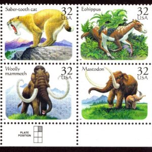 Scott #3080a (3077-80) Prehistoric Animals Plate Block of 8 Stamps - MNH Bottom