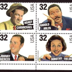 Scott #3103a (3100-3103) Songwriters - 32¢ Stamp Plate Block of 8 Stamps - MNH