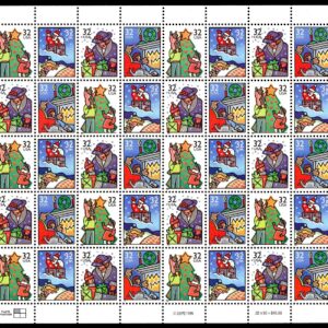 Scott #3111a (3108-3111) Christmas Family Scenes Sheet of 50 Stamps - MNH P#2222