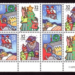 Scott #3111a (3108-11) Christmas Family Scenes Plate Block of 16 Stamps - MNH LL