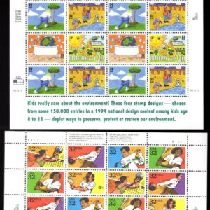 Scott #2954a-2965a Kids Care! & Recreational Sports Sheet of 16 & 20 Stamps MNH