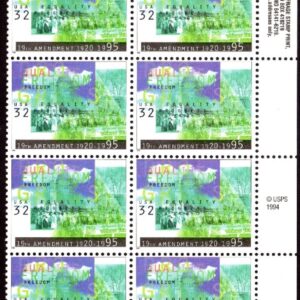 Scott #2980 19th Amendment (Woman's Rights) Plate Block of 16 Stamps - MNH Right