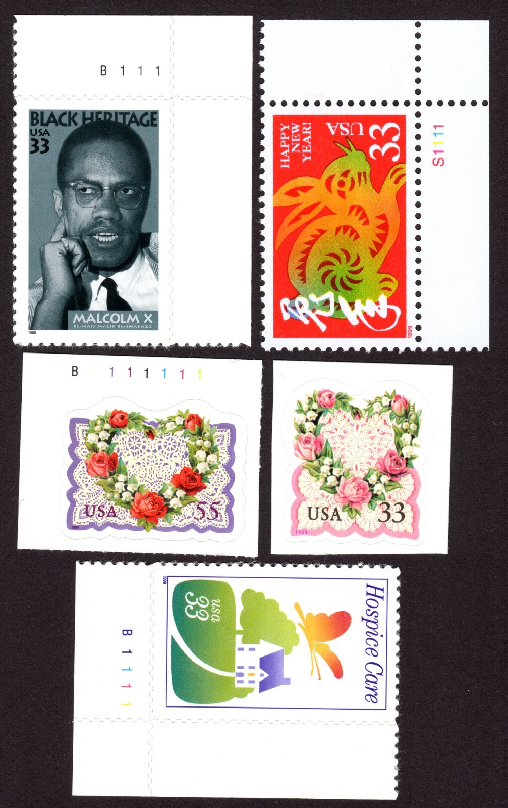 Scott #3272-3273-3274-3275-3276 Malcolm X Hare Plate # Single Stamps - MNH