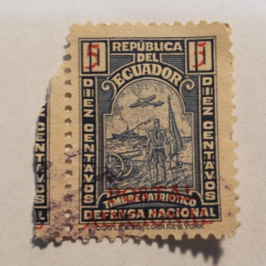 Stamp Latin America Ecuador 1937-1942 10c with 5c overprint Postal Tax
