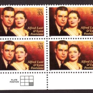 Scott #3287 Alfred Lunt & Lynn Fontanne Plate Block of 8 Stamps - MNH Bottom