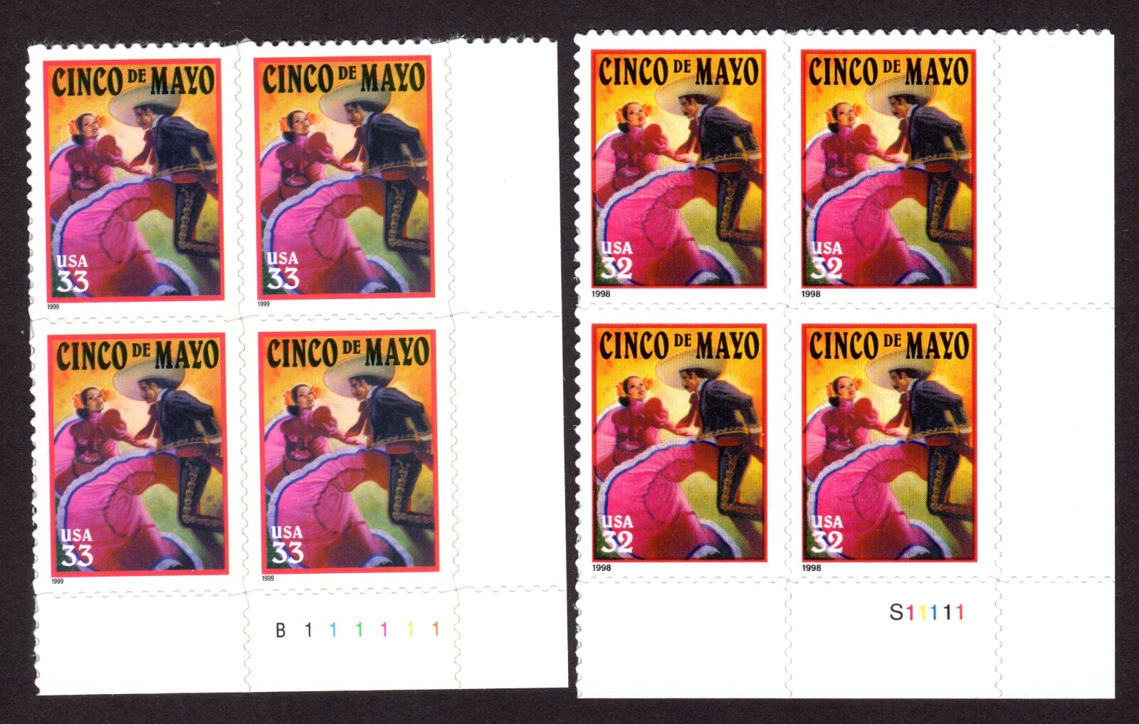 Scott #3203-3309 Cinco de Mayo (May 5th, Mexico) Plate Block of 4 Stamps - MNH
